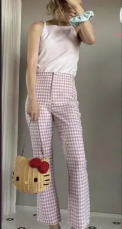 しまむらはだめぐ　ギンガムチェックパンツ ピンク