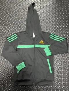 adidas フード付きジャージ 140サイズ 黒/緑