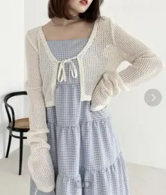 Heather ヘザー ♡ ニットカーディガン アイボリーのサムネイル