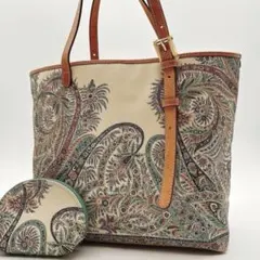 極美品 ETRO ペイズリー トートバッグ PVC A4 肩がけ y395