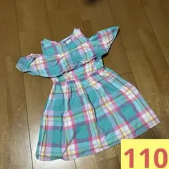 GAP キッズ オフショルダー チェック柄 ワンピース　110