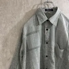 古着 総柄 アート ポリシャツ 長袖柄シャツ レトロ