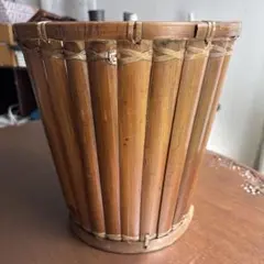 竹製ストライプバスケット