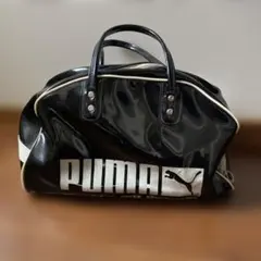 PUMA エナメルボストンバック　スポーツバック　黒白　昭和レトロ　レア