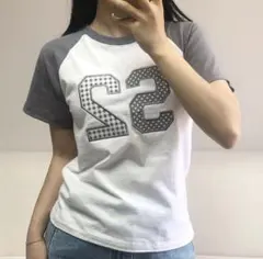 Tシャツ ナンバープリント ホワイト 韓国 服 半袖 SHEIN アムード
