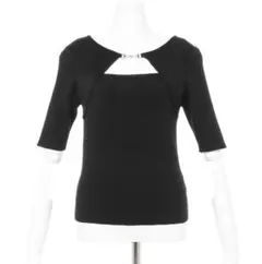 前襟開衩短袖針織衫