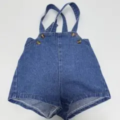 デニムブルー サロペット風ショートパンツ