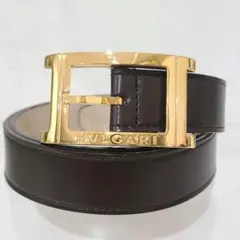 BVLGARI ブルガリ ベルト ゴールド ロゴ刻印 レザー ブラウン メンズ