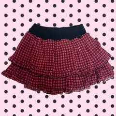 平成ギャルパンクグランジピンクチェックボリュームミニスカキュロット