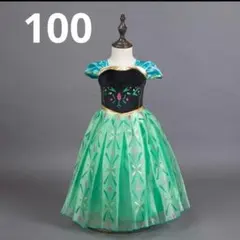 100 プリンセス ドレス コスプレ　グリーンイベント パーティ 刺繍入り緑