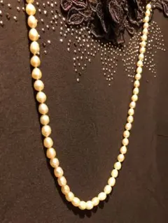 淡水パール　ロングネックレス　淡いオレンジ色　未使用