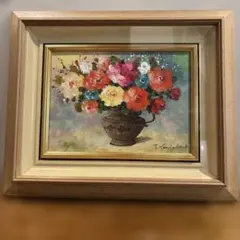 小山オサム油絵【ガーベラ】自筆サイン入り花flower静止画タトウ入り額装額縁 小山オサム油絵【ガーベラ】自筆サイン入り花flower静止画タトウ入り