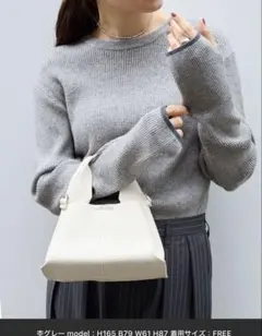 MONO-MART 配色ライン　クルーネック　ソフトリブニット　グレー FREE