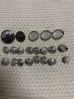 シルバー系ボタンセット 銀色系ボタン 21個セット ハンドメイドなどに