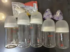 哺乳瓶　母乳実感（ガラス4本、プラ1本）➕乳首L（2本）