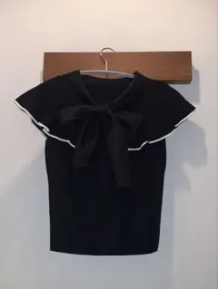 異素材ボウタイフリルニット INGNI ブラック M