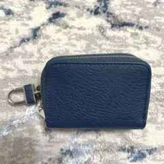 新品未使用　レザー キーケース　カードケース　ネイビー　幅約10cm