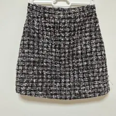 ツイード ミニスカート 黒・ピンク・白　オケージョン　上品