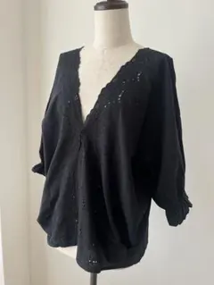 【サブストリートマイスタンダード】黒レースの半袖ブラウス★15号大きいサイズ