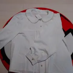 【新品】ESTACOT パール付きホワイト長袖シャツ　M