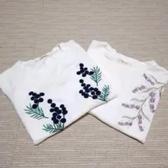 Espeyrac エスペラック 花刺繍Tシャツ 白 2枚セット