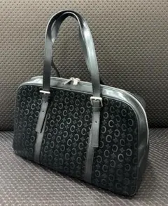 【希少】CELINE Cマカダム 総柄 ミニボストンバッグスエード×レザー 黒