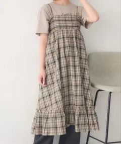 レトロガール 2wayシャーリングSK チェックワンピース