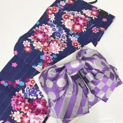 【アウトレット品】浴衣&作り帯　2点セット　YM023
