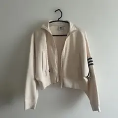 adidas ジップアップ クロップドジャケット M クリーム