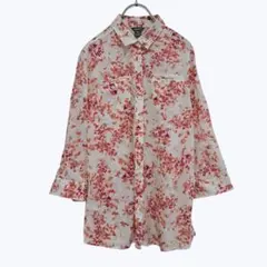 エディーバウアー 花柄シャツ 七分袖ブラウス 総柄 コットン 春夏 レディース