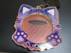 缶バッジケース　キーホルダー　猫耳型　紫