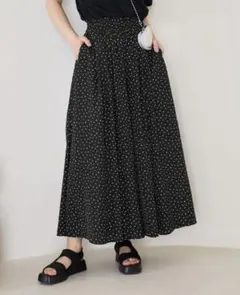 ROPÉ PICNIC さらさらアソート柄スカーチョ　ブラック　ドット柄のサムネイル