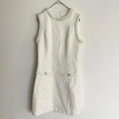 MOTF ツイード ビジュー ワンピース XSサイズ ホワイト系