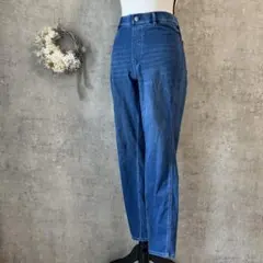 【ユニクロ】青　M ウルトラストレッチレギンスパンツ デニム　ウエストゴム