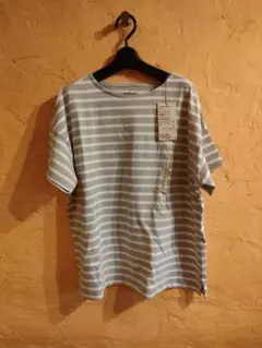 ボートネック半袖Tシャツ L ストライプ