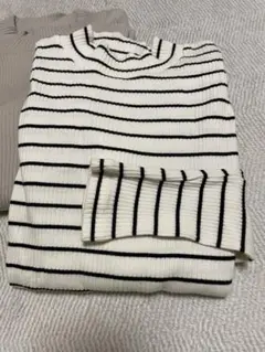 ユニクロ　リブハイネックT 01 オフホワイトMサイズ