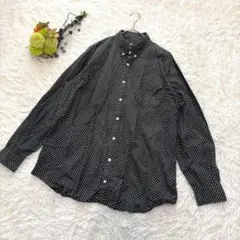 アガートレーベル　ドット柄シャツ　(2L)　黒　長袖　大きいサイズ　カジュアル