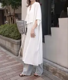 イレーヴ yleve コットンタイプライターロングカフタンシャツ
