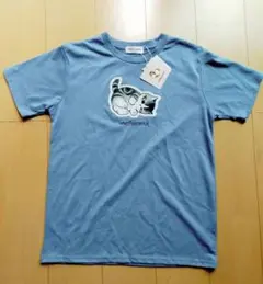 Mサイズ モフサンド 半袖 Tシャツ しまむら ねこ 猫 ブルー 寝そべり