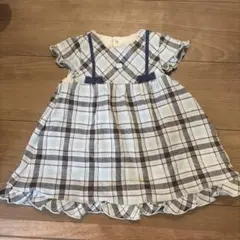bebe reduction 水色と茶色のチェック柄ワンピース