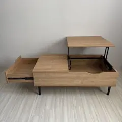 【美品】ニトリ 昇降式テーブル 収納付き デスク可 在宅ワークのサムネイル