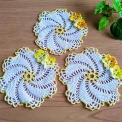 No.291　レース編み　ドイリー　モチーフ　ハンドメイド