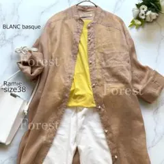 ラミーローンパールボタンシャツワンピース　size38　BLANC basque