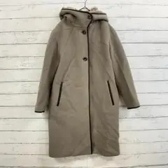 BEAUTY&YOUTH ファー付 フードコート ベージュ M ウール混 上品