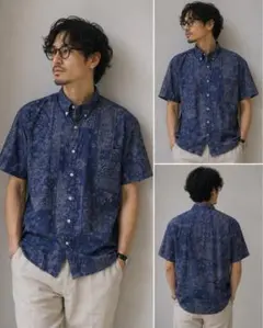 Abercrombie&Fitch ペイズリー柄 半袖シャツ Mのサムネイル