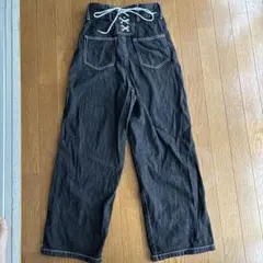 ハイウエスト　レースアップデニムパンツ　61
