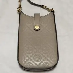Tory Burch ベージュ スマホショルダーバッグ　Tモノグラム