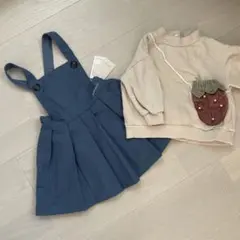 新品　プティマイン　プリーツジャンバースカート