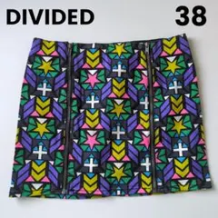 DIVIDED 総柄 ジップアップ タイトスカート 38のサムネイル