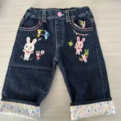 6日まで値下げします【新品】ミキハウス　女児豪華刺繍デニムハーフパンツ120cm